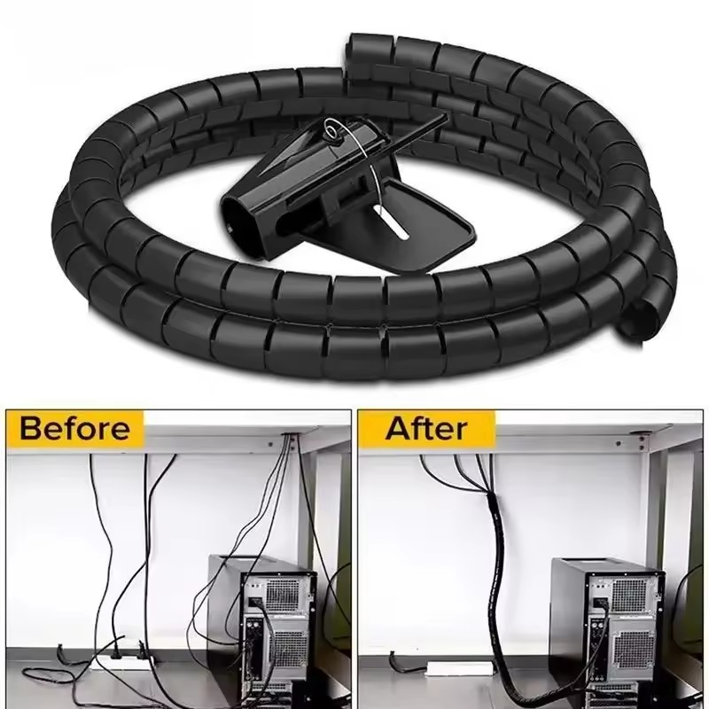 Cable Organizer - 2M/1M Flexibler Spiralkabel-Schutz, Kabelorganisator, Computerkabel-Schutzrohr, Clip-Organizer,